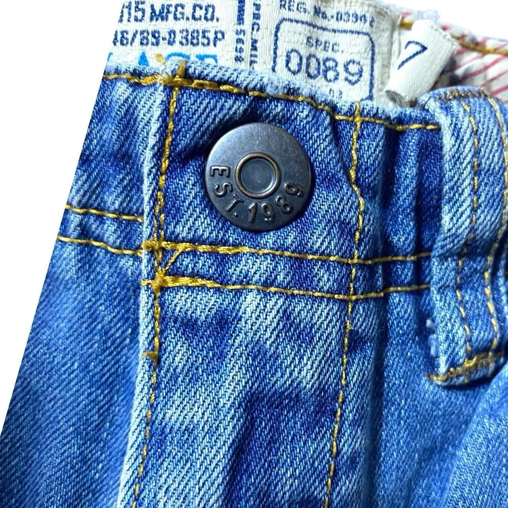 Vintage 90s Jean Cargo Shorts Boys Size 7/ 22'' Waist Blue Baggy Skater Hip Hop